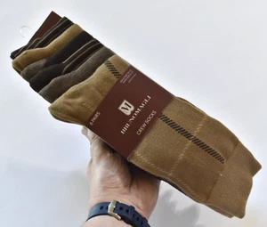 Bruno Magli Italy Mens Crew Socks 6 Pairs - BROWN - Mixed Pack - 10-13 - Picture 1 of 5
