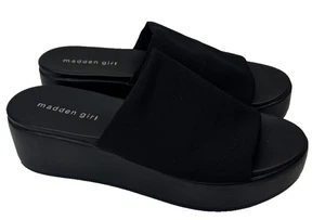 Sandalias Madden Girl negras con plataforma deslizable sin cordones de cuña cómodas para mujer talla 10 - Imagen 1 de 9
