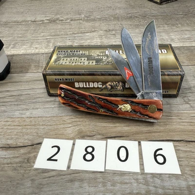 Navaja de bolsillo Buster marca Bulldog hecha a mano BDG-173BRBN Foto 1 de 4