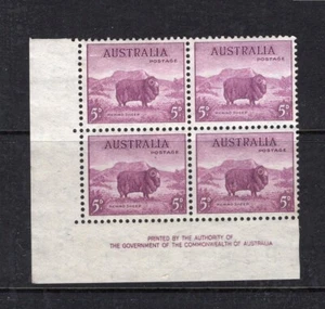 AUSTRALIA PREDECIMAL 1945 ZOOLOGICAL PERF 14 IMPRINT BLOCK VERY FINE MINT,,,,- - Picture 1 of 2