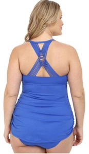 Becca ETC Swim Swimdress Sz 0X (14-16) XL Blue Swimsuit - Picture 1 of 9