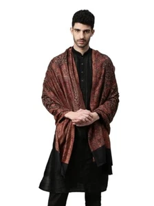 Wool Men Jamawar Shawl, Authentic Kashmiri Luxury Pashmina Style Shawl, Stole - Picture 1 of 3