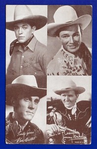 ROY ROGERS HUMES JIMMY WAKELY CURTIS 1940'S EXHIBIT SUPPLY 4 IN 1 COWBOYS CRD VG