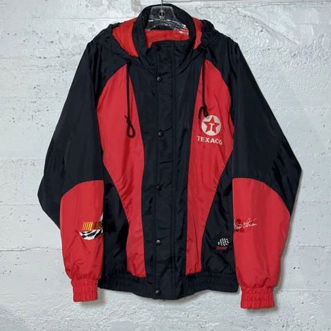 Vintage Texaco Havoline Ernie Irvan NASCAR Racing Jacket Coat Black Red XL Cover