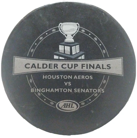 BINGHAMTON SENATORS VS HOUSTON AEROS AHL OFFICIAL GAME PUCK SHER-WOOD MFG.- 🇨🇦 Cover