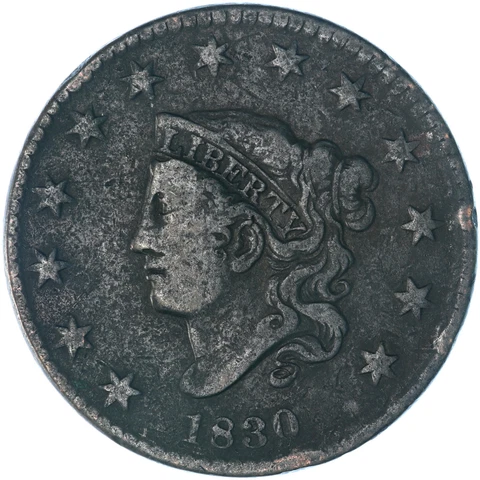 1830 (P) Coronet Large Cent Large Letters Very Good VG See Pics A705 Cover