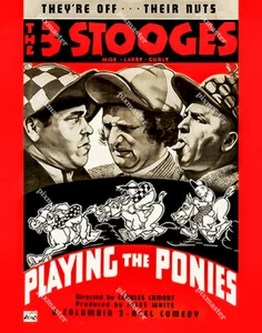 DIE DREI HANDLANGER SPIELEN DIE PONYS MOE LARRY CURLY 1937 11 X 14 POSTERKARTE - Bild 1 von 1