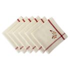 DII Modern Cotton Embroidered Fall Leaves Bordered Napkin in Beige (Set of 6)