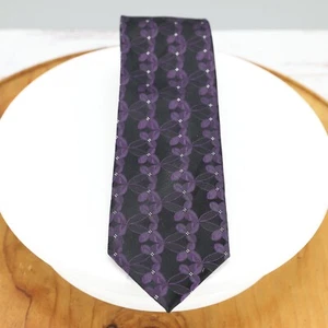 Corbata de seda resistente Amis de colección 100 % seda púrpura negra boda negocio - Imagen 1 de 5
