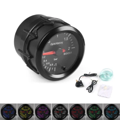 2'' 52mm Pointer Turbo Boost Gauge Stepper Motor Black 2Bar Meter 7 Color LED - Image 1 of 4