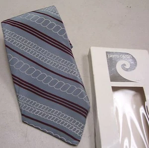 Pierre Cardin Krawatte Krawatte grau weinrot gestreift Frankreich Seide neu - Bild 1 von 1