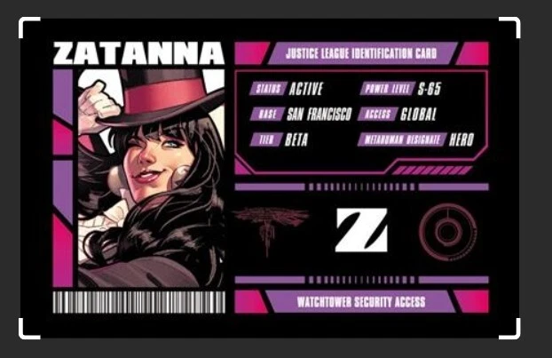 ZATANNA JUSTICE LEAGUE MEMBERSHIP CARD