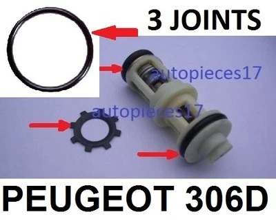 KIT 3 JOINTS + CLIPS  REPARATION PANNE SUPPORT FILTRE GASOIL PEUGEOT 306 DIESEL - Imagen 1 de 2