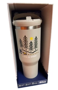 Life Is Good 40oz Nomad S Steel Tumbler w/ Handle & Straw/ MOUNTAIN HIKING/ NWT! - Picture 1 of 6