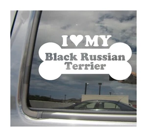 I Heart Love My Black Russian Terrier - Dog Bone Car Vinyl Decal Sticker 13146 - Picture 1 of 1