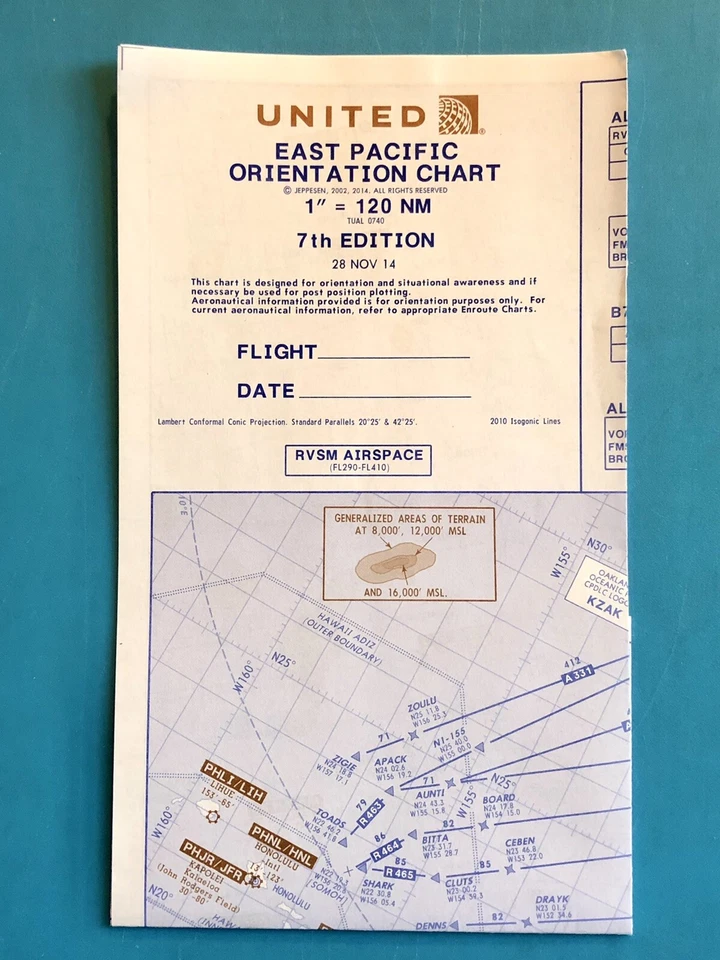 UNITED PILOT CHART— EAST PACIFIC/HAWAII 7th EDITION - Image 1 of 1