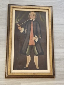 Rare Full-length Regal Portrait Smoking Man Oil Painting (Copy) 24" x 15" - Picture 1 of 8