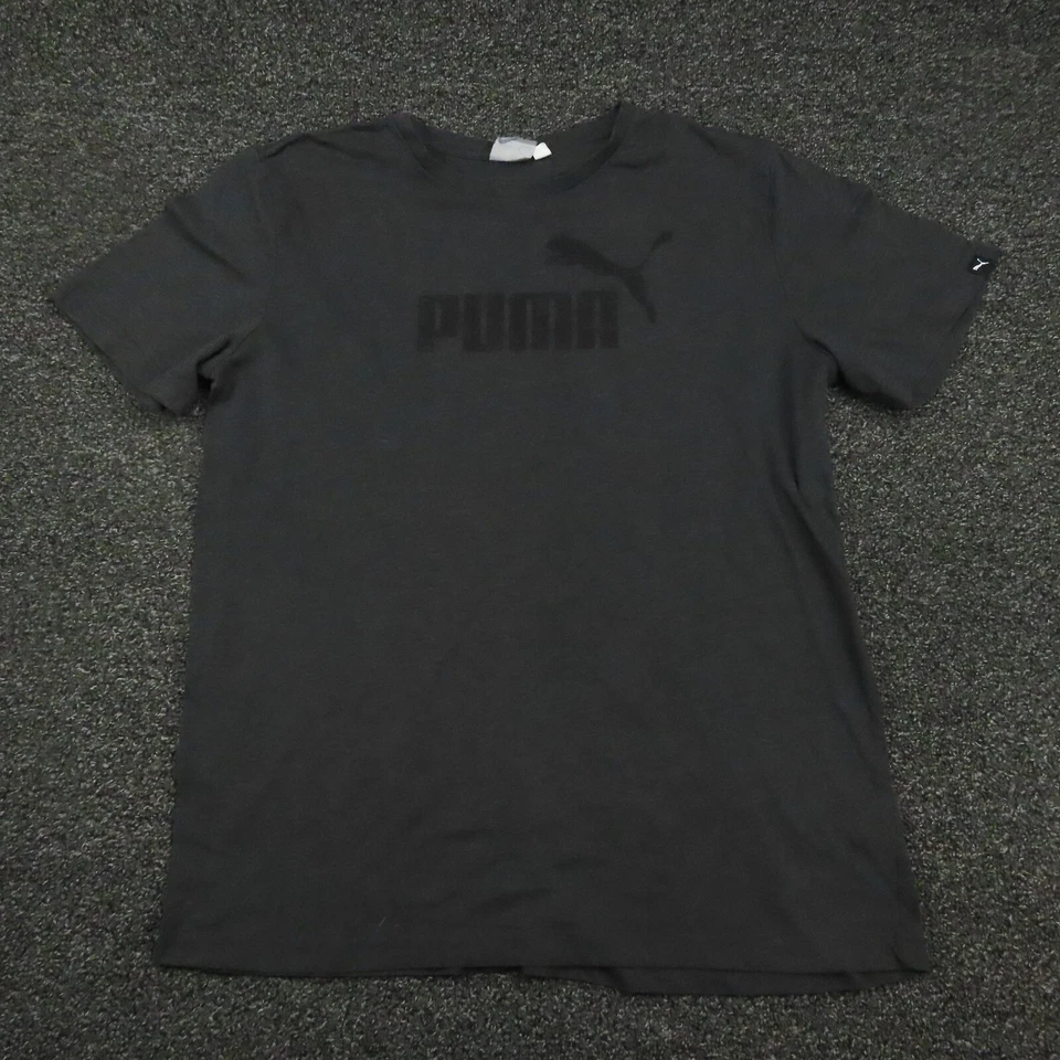 Camisa Puma Adulto Grande Gris Oscuro Manga Corta Transpirable Gimnasio Centro Logo Para Hombres Foto 1 de 4