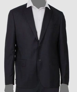$495 Bloomingdale's Italy Men's 48R Blue Wool Textured Suit Jacket Sport Coat - Picture 1 of 3