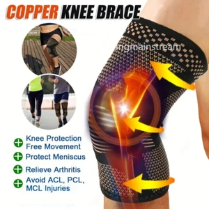 Knee Sleeves Compression Brace Support Sport Joint Injury Pain Arthritis Copper - Picture 1 of 24