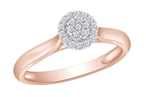 Round Cut Diamond Round Halo Cluster Ring in 14K Rose Gold Plated 925 - Picture 1 of 4