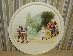 Round METAL TRAY by MASSILLY of  France CHILDREN'S WEDDING PARADE.  13 " wide. - Picture 1 of 5