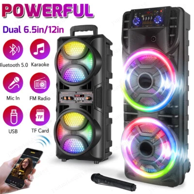 2800W Doble 12" Subwoofer Portátil Bluetooth Altavoz de Fiesta con Luz Remota Micrófono Foto 1 de 4