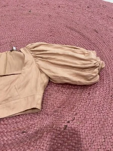 Witchery Linen Top Cropped Puff Sleeve Pink Size 8 Absolutely Gorgeous Worn Once - Picture 1 of 13