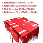 Christmas Tablecloth Chair Cover Runner Set 10pcs Dinner Table Decoration Red