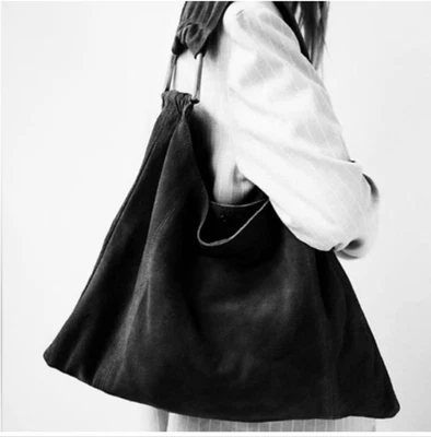 Free People Bobbi Slouch Genuine Suede Tote in Black - Image 1 of 4