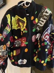 Vintage Modi Denim Full Sequin Bomber Jacket Theater Candy - Bild 1 von 10