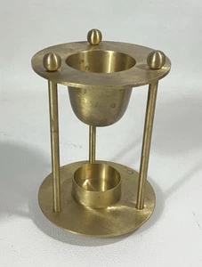 Bruciatore olio essenziale scaldacera ottone MCM vintage - piedi a forma di clessidra alto 6" - Foto 1 di 11