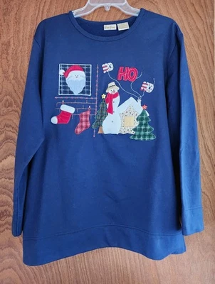 De Colección Bobbie Brooks Abuela Navidad Sudadera Mujer L Bordada Vacaciones Azul Foto 1 de 4