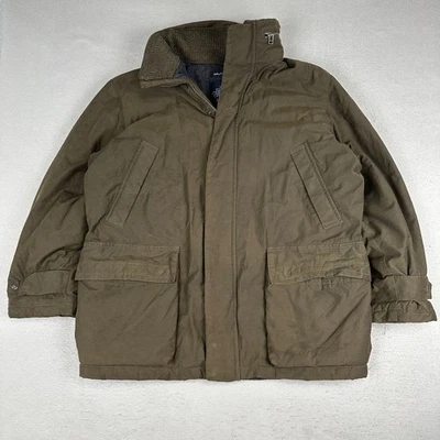 Vintage Nautica Jacket Mens Large Army Green Wool Lined Canvas Chore Coat Y2K - Image 1 of 4