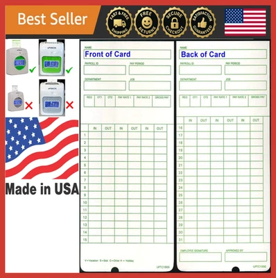Time Cards 100-Pack for AutoAlign Time Clock HN Series Non-Calculating - Image 1 of 4
