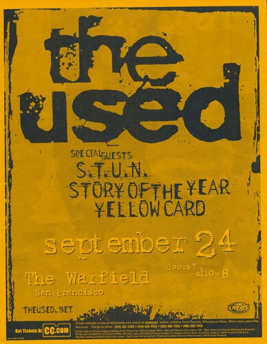 The Used S.T.U.N. Story of the Year Yellowcard Warfield 2003 Flyer Orange - Image 1 of 1