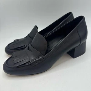 Michael Kors Black The Declan Penny Loafer Fringe Stacked Heel Shoes Size 7.5 - Picture 1 of 9