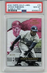 2020 Topps Gold Label Class 3 Red #16 Jackie Robinson LE 03/25 PSA 10 POP 1 RARE - Bild 1 von 2