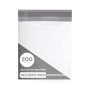 Expansion Poly Mailers 3 Mil Bottom Gusseted Envelopes Bags 26x28x5 200 Pcs - Picture 1 of 6