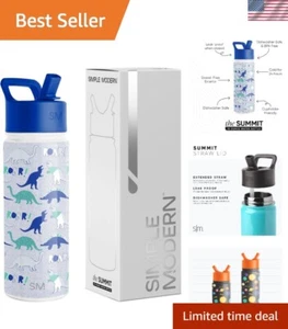 Kids 18oz Water Bottle with Leak-Proof Straw Lid - Insulated Stainless Steel - Picture 1 of 9