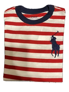 Polo Ralph Lauren Boys White Red Stripe Big Pony T Shirt Size XL (18-20) - Picture 1 of 4