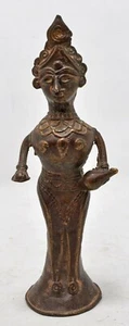 Antique Brass Lady Woman Figurine Original Old Hand Crafted Engraved  - Picture 1 of 8