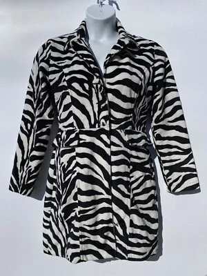Outer Edge Zebra Print Black/White  Coat Button Front  S - Image 1 of 4