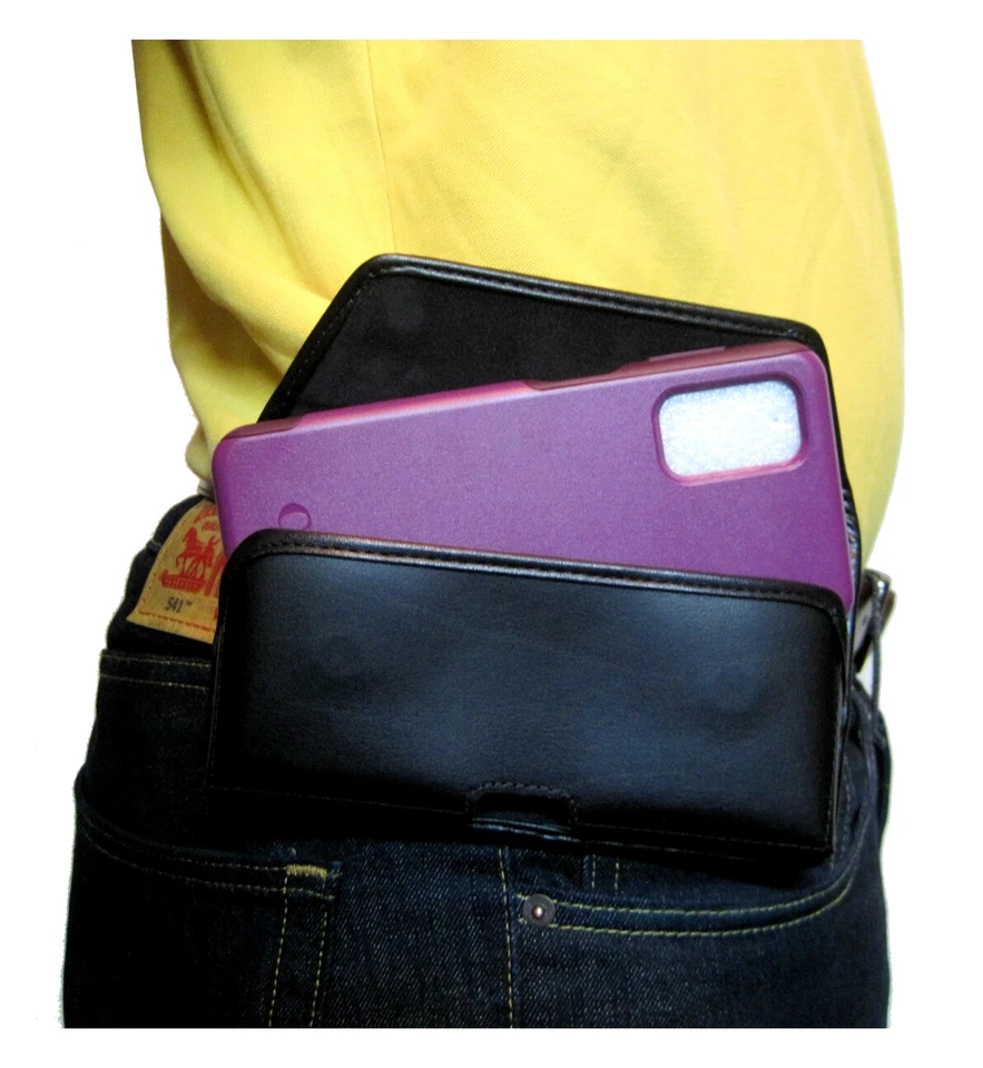 Leather Phone Pouch For Otterbox Motorola Moto G Pure Holster Belt Clip (TB)  - Image 1 of 1