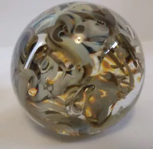 Art Glass Hand Blown Paperweight Signed Abstract Swirls Approx 3" - Picture 1 of 12