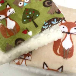 4x 33cm bundle Dimple & Printed Plush SHANNON Fabric fox, owl, hedgehog woodland - Picture 1 of 3