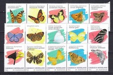 Caribbean Nederland 2020, BONAIRE,SABA,ST EUSTATIUS 2021,15V-3 strips, butterfly,