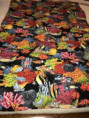 Handmade Tropical Fish Ocean Reef Fish Lap Blanket Crib Toddler Adult Never Used - Image 1 of 4