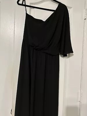 BCBG Black Chiffon One Shoulder Jumpsuit Sz 6 - Image 1 of 3