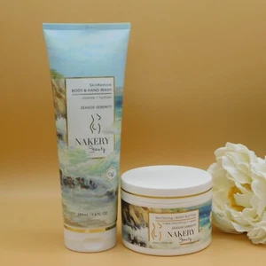 Nakery Beauty Body & Hand Wash 9.8 OZ & Body Butter SEASIDE SERENITY 7.9 oz READ - Picture 1 of 7
